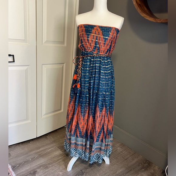 Anthropologie Nora Metallic Maxi Dress 2 - Picture 1 of 6